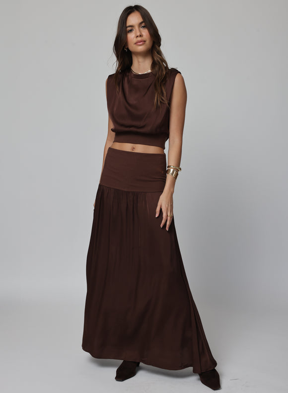 The Blake Maxi Skirt in Chocolate Brown - Romantiques