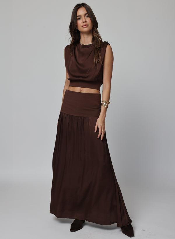 The Blake Maxi Skirt in Chocolate Brown - Romantiques