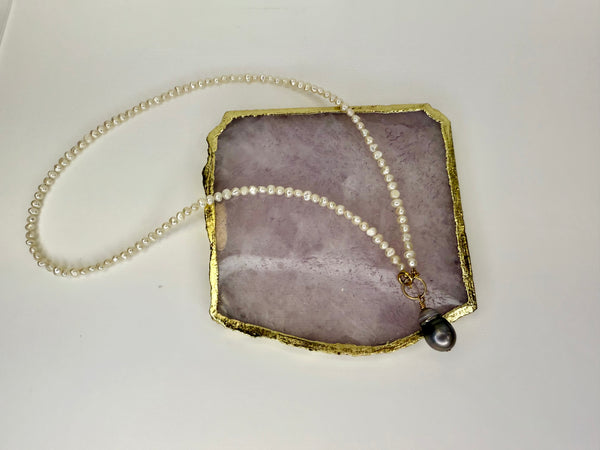 April Martin Organic Pearl Necklace with Tahitian Pearl - Romantiques
