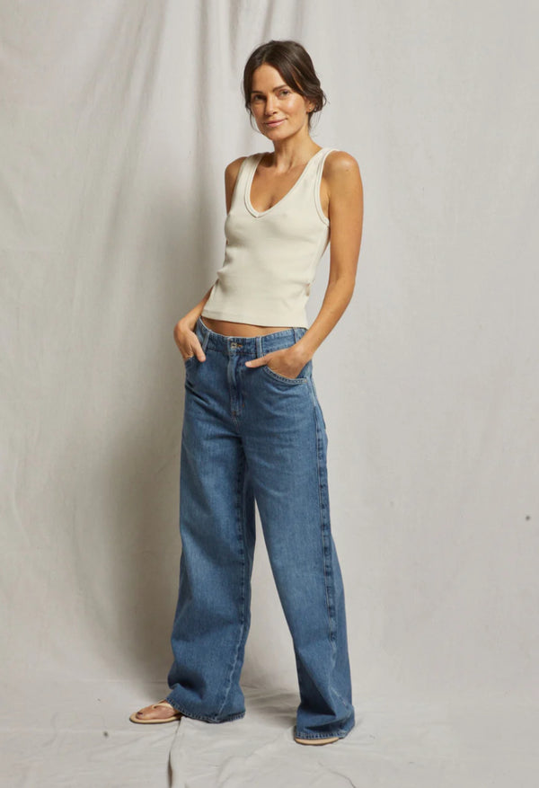 Perfect White Tee Maria Structured Rib V-Neck Tank - Romantiques