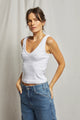 Perfect White Tee Maria Structured Rib V-Neck Tank - Romantiques