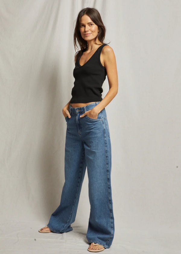 Perfect White Tee Maria Structured Rib V-Neck Tank - Romantiques