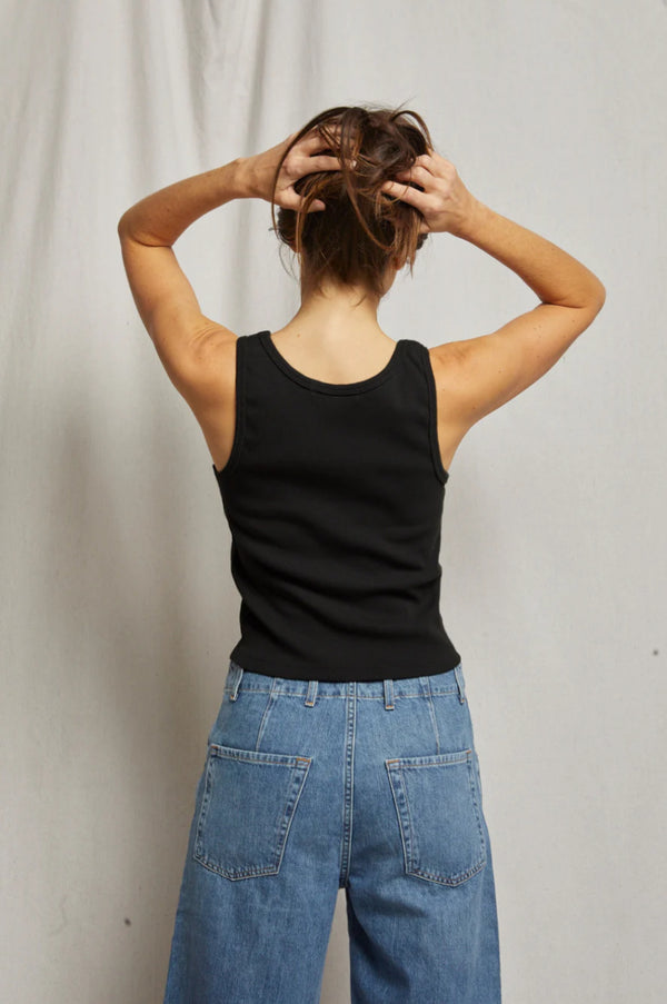 Perfect White Tee Maria Structured Rib V-Neck Tank - Romantiques