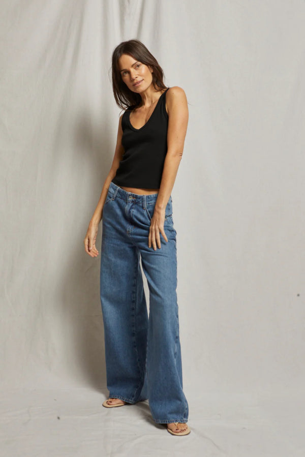 Perfect White Tee Maria Structured Rib V-Neck Tank - Romantiques