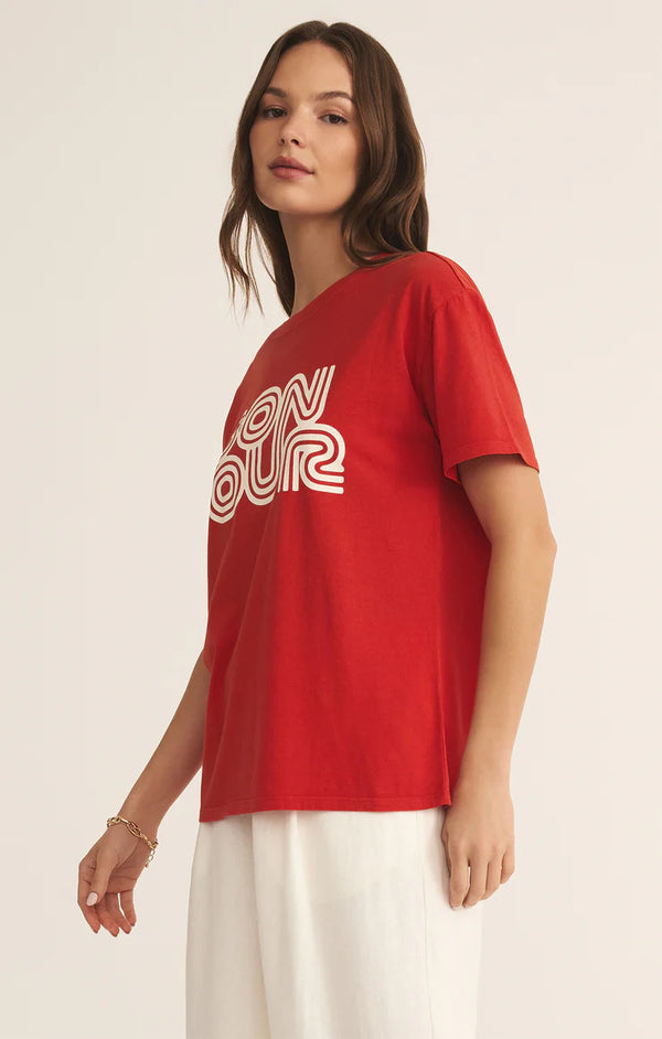 Bonjour Boyfriend Tee in Cabana Red - Romantiques