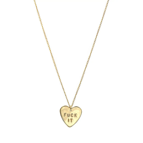 Fuck It Heart Necklace in Gold - Romantiques