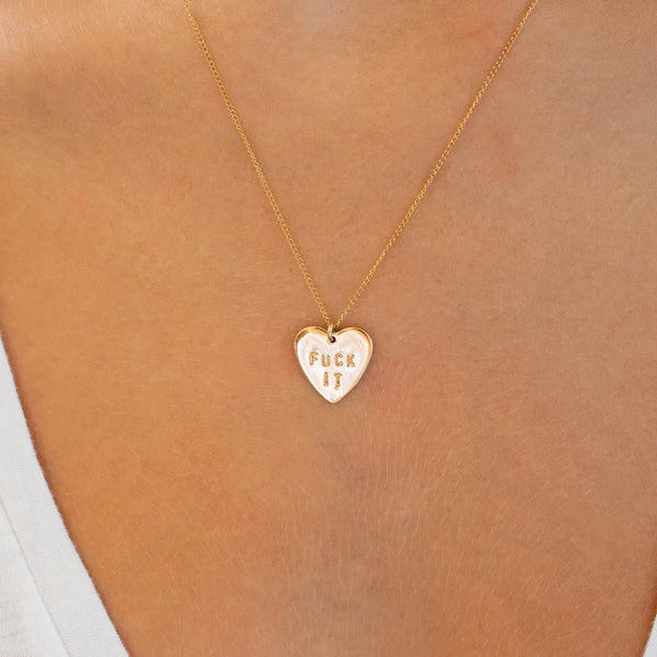 Fuck It Heart Necklace in Gold - Romantiques