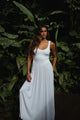 Rib Double Scoop Maxi Dress in White - Romantiques