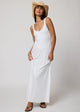 Rib Double Scoop Maxi Dress in White - Romantiques