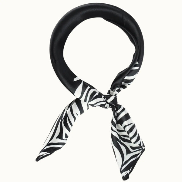 So Silky" Versatile Satin Neckerchief Scarf in Zebra - Romantiques