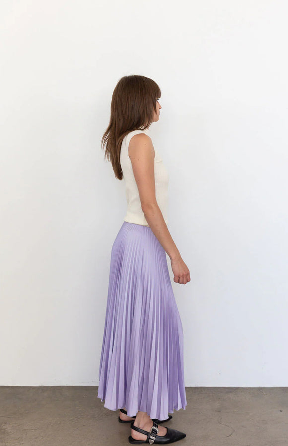 Loyd Ford Benedetto Satin Midi Skirt in Lilac - Romantiques