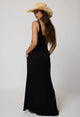 Rib Double Scoop Maxi Dress in Black - Romantiques