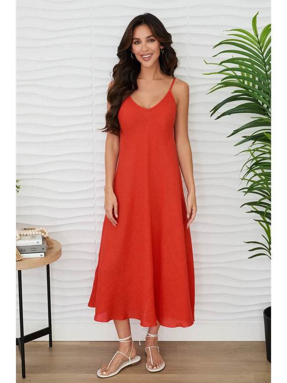 Claire Maxi Linen Slip Dress - Romantiques