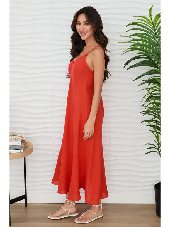 Claire Maxi Linen Slip Dress - Romantiques
