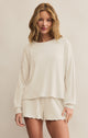 Daydream Rib Long Sleeve Top in Bone - Romantiques
