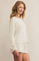 Daydream Rib Long Sleeve Top in Bone - Romantiques