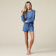 Dream Boat Neck Top with 3/4 Sleeve and Short Set in Indigo - Romantiques