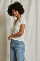 Rosie Linen Jersey V-Neck Tee in Natural - Romantiques