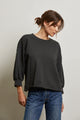 Niall French Terry 3/4 Sleeve Crewneck Sweatshirt in Vintage Black - Romantiques