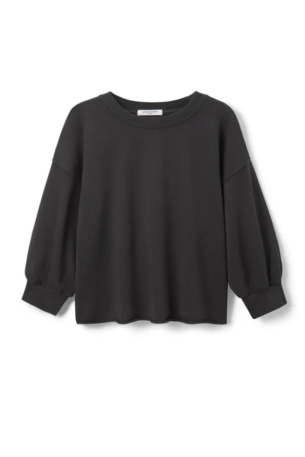 Niall French Terry 3/4 Sleeve Crewneck Sweatshirt in Vintage Black - Romantiques