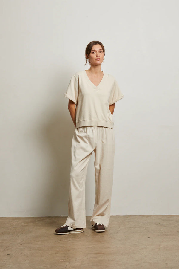 Briggs French Terry Short Sleeve Crew Sweatshirt in Sugar - Romantiques