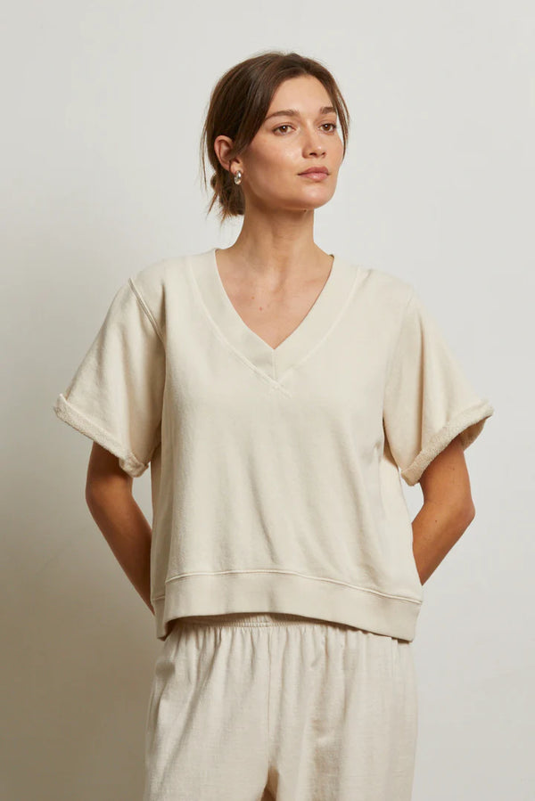 Briggs French Terry Short Sleeve Crew Sweatshirt in Sugar - Romantiques