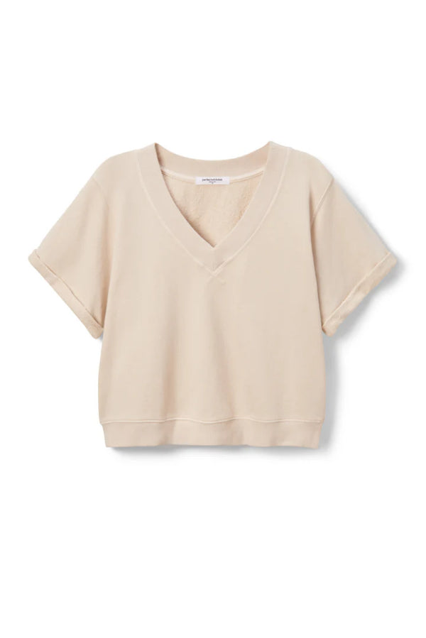 Briggs French Terry Short Sleeve Crew Sweatshirt in Sugar - Romantiques