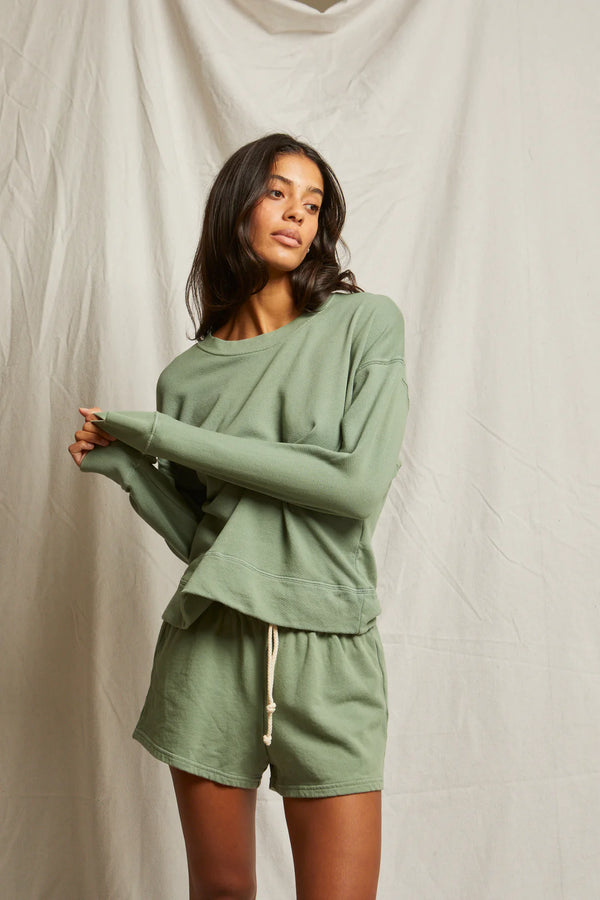 Tyler French Terry Pullover Sweatshirt in Aloe - Romantiques