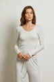 Esme Brushed Waffle Long Sleeve U Neck Tee in Ash - Romantiques