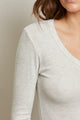 Esme Brushed Waffle Long Sleeve U Neck Tee in Ash - Romantiques