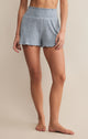 Dawn Smocked Rib Short in Light Denim - Romantiques