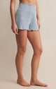 Dawn Smocked Rib Short in Light Denim - Romantiques
