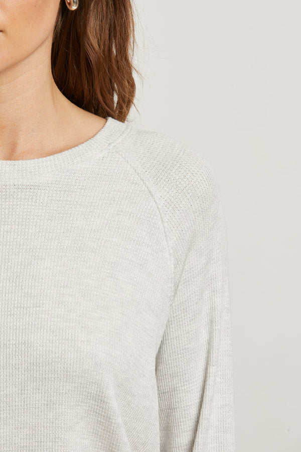 Cooper Brushed Waffle Long Sleeve Raglan Crew in Ash - Romantiques