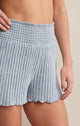 Dawn Smocked Rib Short in Light Denim - Romantiques