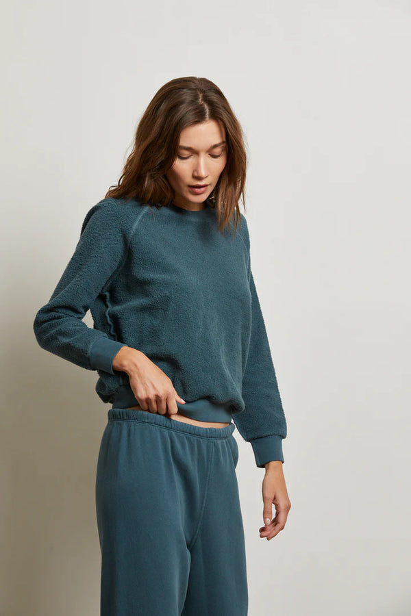 Ziggy Reverse Fleece Crewneck in Slate - Romantiques