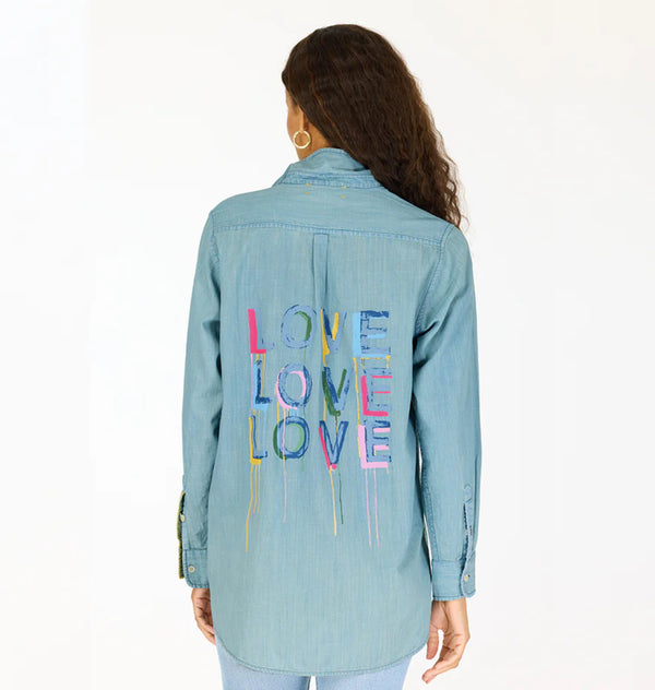 Mia LOVE Shirt in Chambray Blue - Romantiques