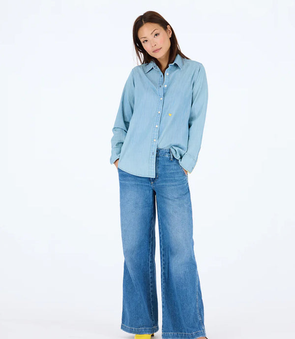 Mia LOVE Shirt in Chambray Blue - Romantiques