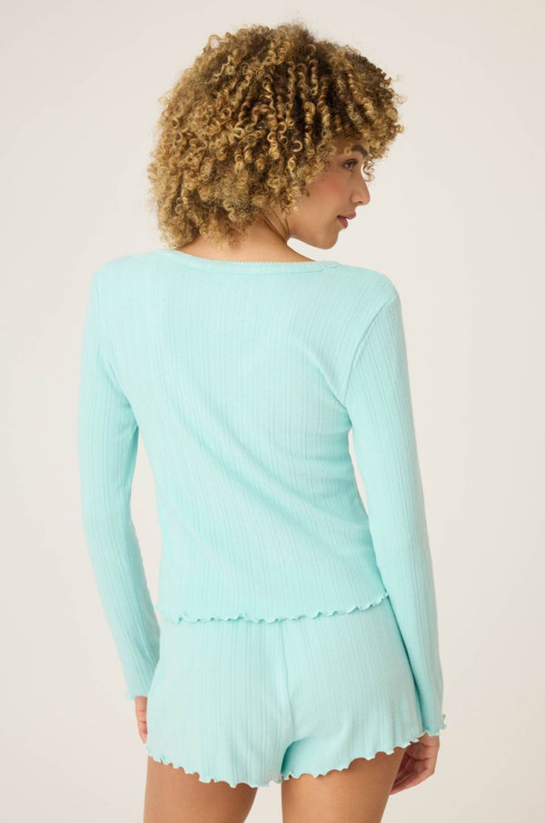 Pointelle Essentials Solid Cardigan in Light Mint - Romantiques