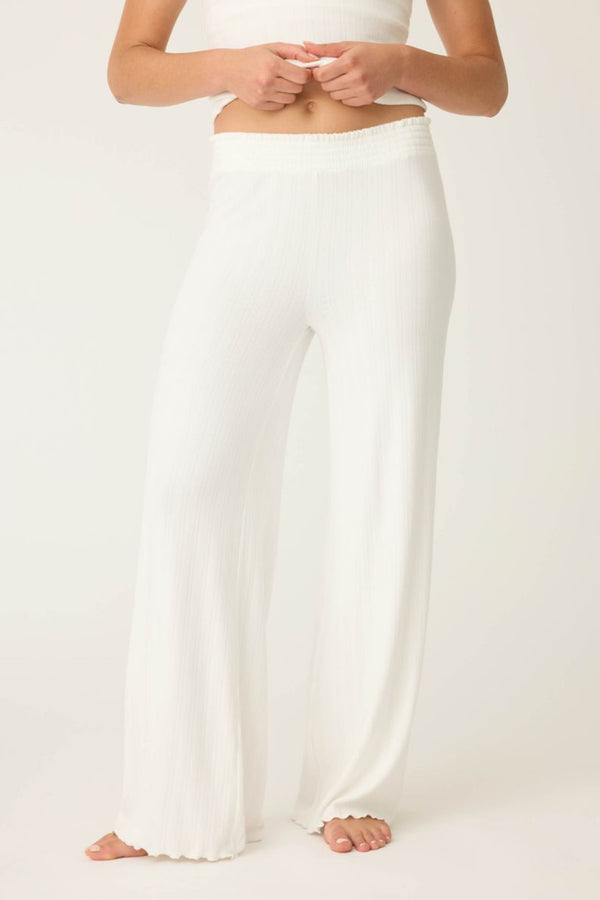 Pointelle Essentials Solid Ivory Open Leg Pant - Romantiques
