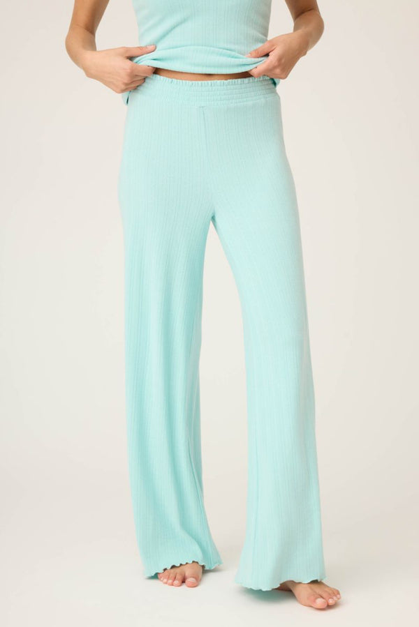 Pointelle Essentials Solid Open Leg Pant In Light Mint - Romantiques