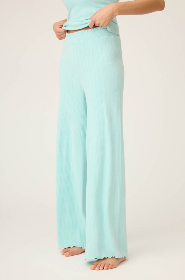 Pointelle Essentials Solid Open Leg Pant In Light Mint - Romantiques
