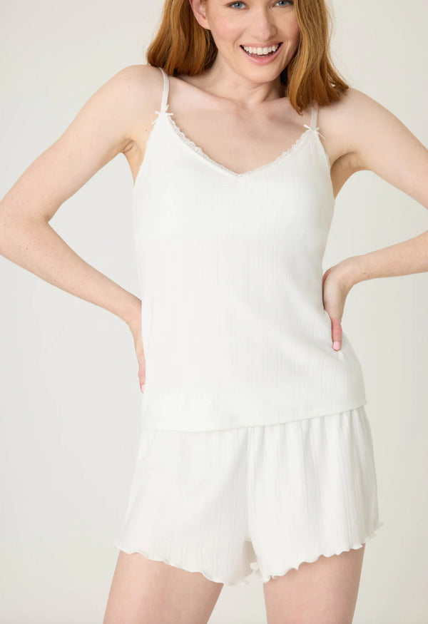 Pointelle Essentials Solid Cami in Ivory - Romantiques