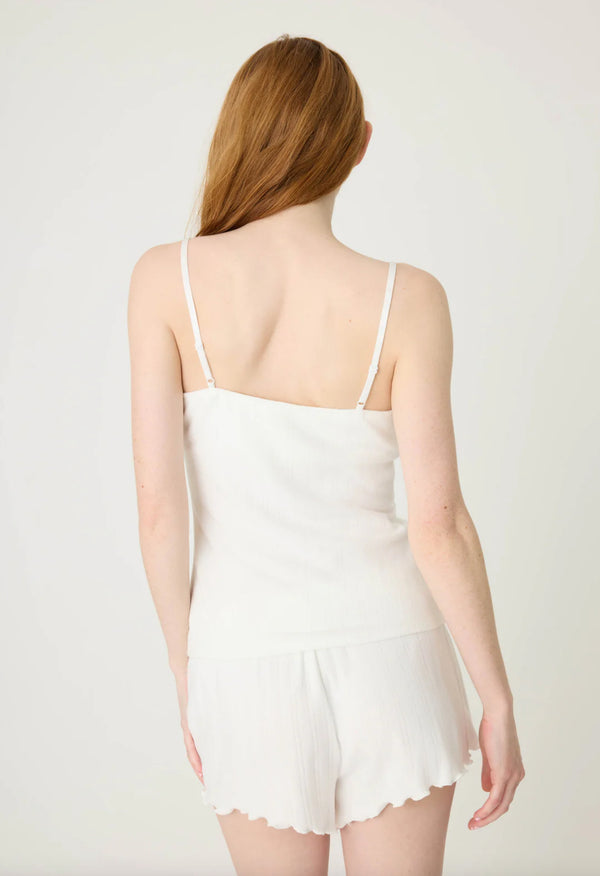 Pointelle Essentials Solid Cami in Ivory - Romantiques