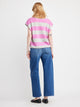 Madison Cashmere Sweater in Hot Pink Stripe - Romantiques