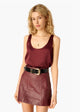 Cillian Genuine Leather Mini Skirt in Syrah - Romantiques