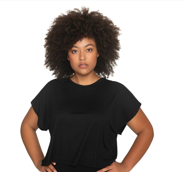 Signature Sleeveless Signature Crop Tee in Black - Romantiques