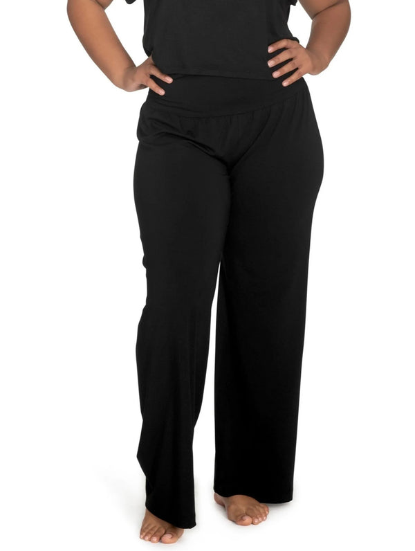 Signature Comfy Pant with Fold Down Waist in Black - Romantiques
