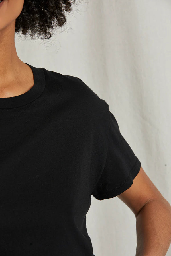 Harley Cotton Boxy Crew Tee in Black - Romantiques