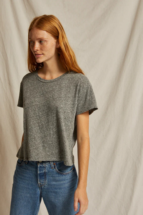 Harley Cotton Boxy Crew Tee in Heather Grey - Romantiques