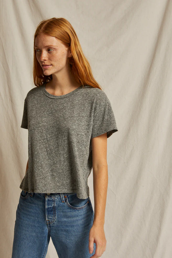 Harley Cotton Boxy Crew Tee in Heather Grey - Romantiques